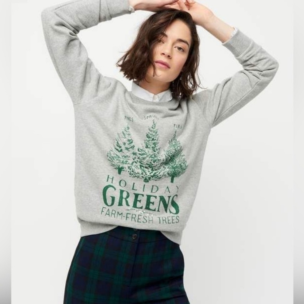 J. Crew Gray Holiday Graphic Sweater